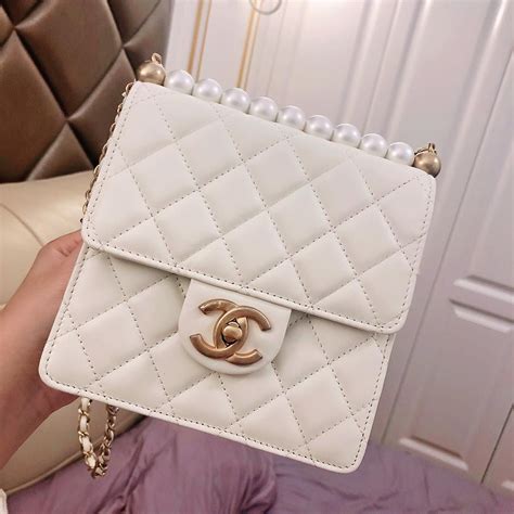 chanel pearl bag pink|Chanel small tote bag.